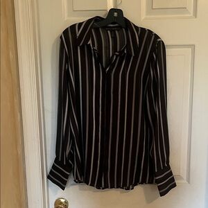 White House Black Market Black and White Striped Blouse
